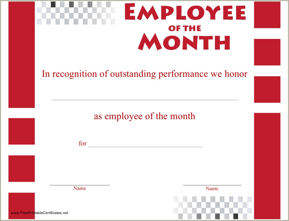Employee Of The Month Certificates Free Template
