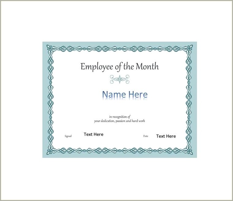 Employee Of The Month Free Certificate Template