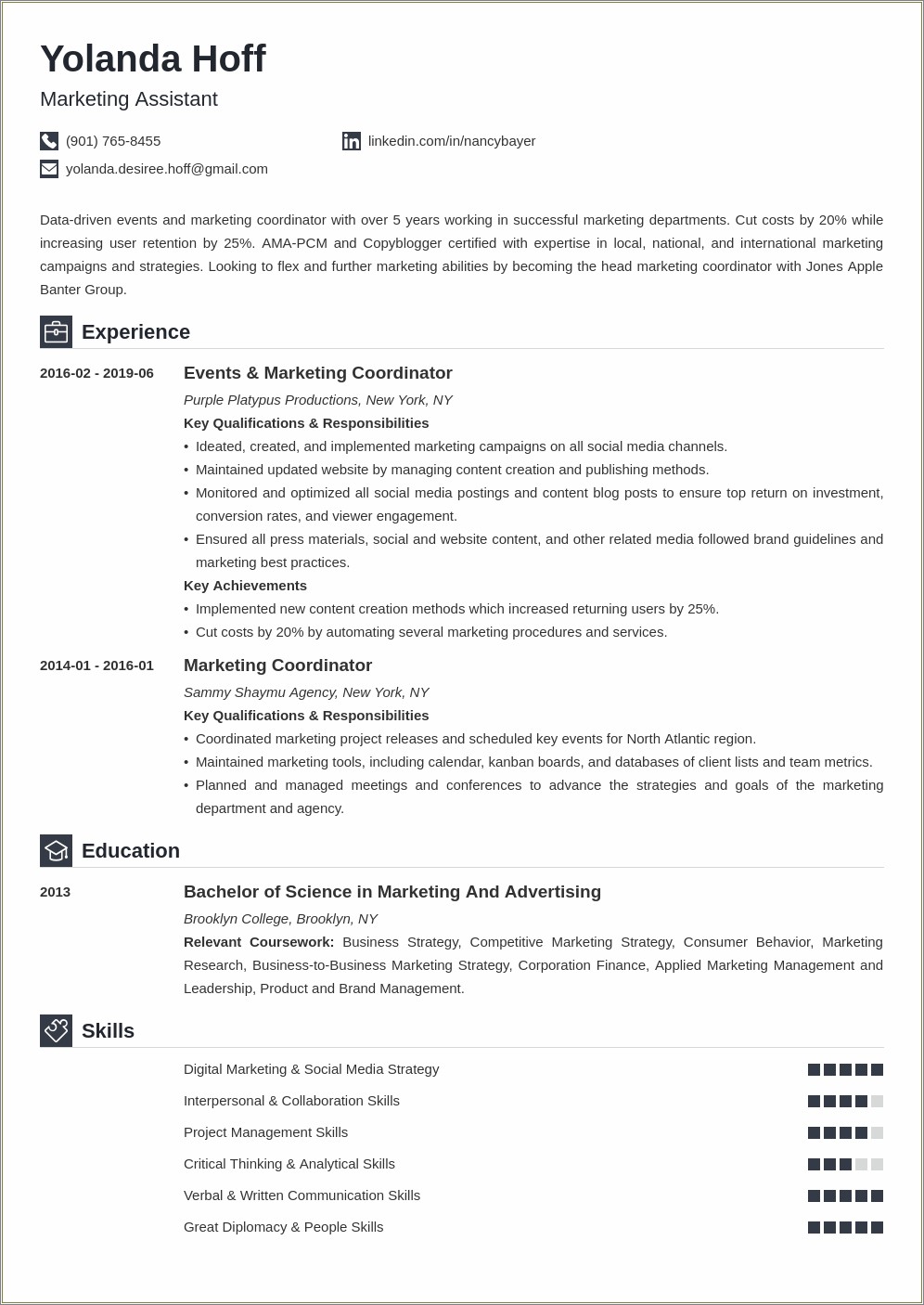 Event Marketing Objectives For Resume