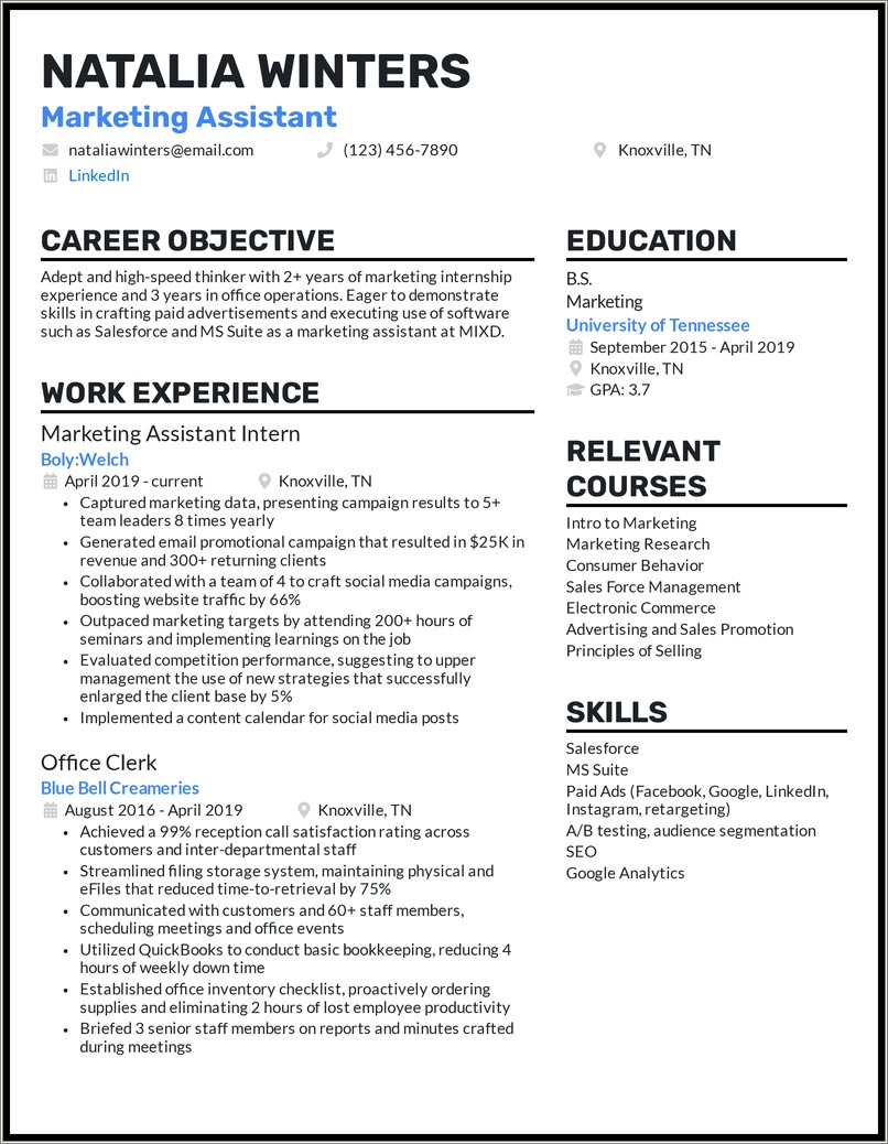 Example Of Excellent Marketing Resume