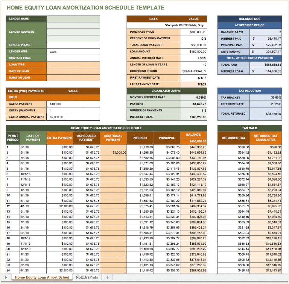 Excel Free Loan Payment & Principal Remaining Template