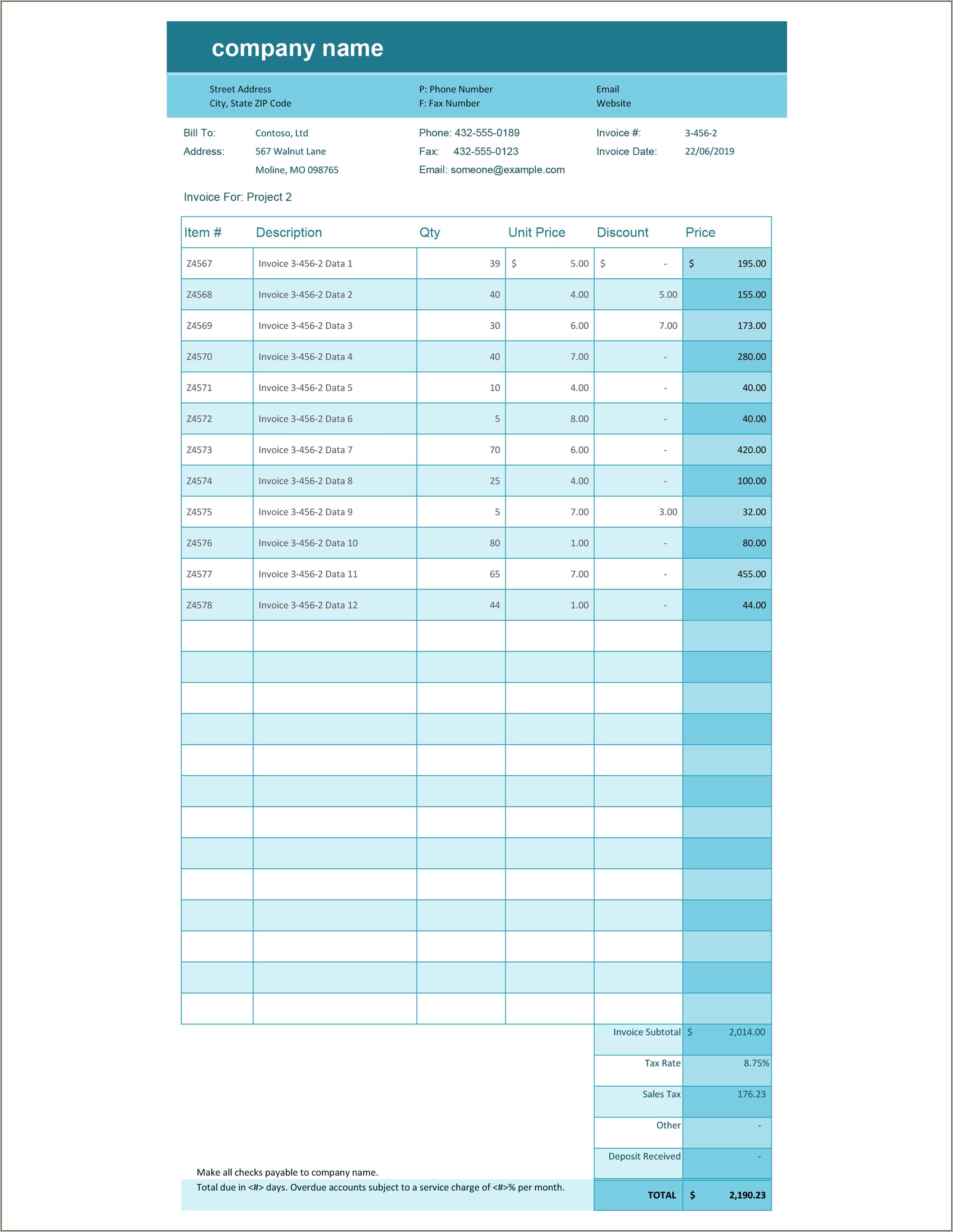 Excel Invoice Template Free Download For Mac