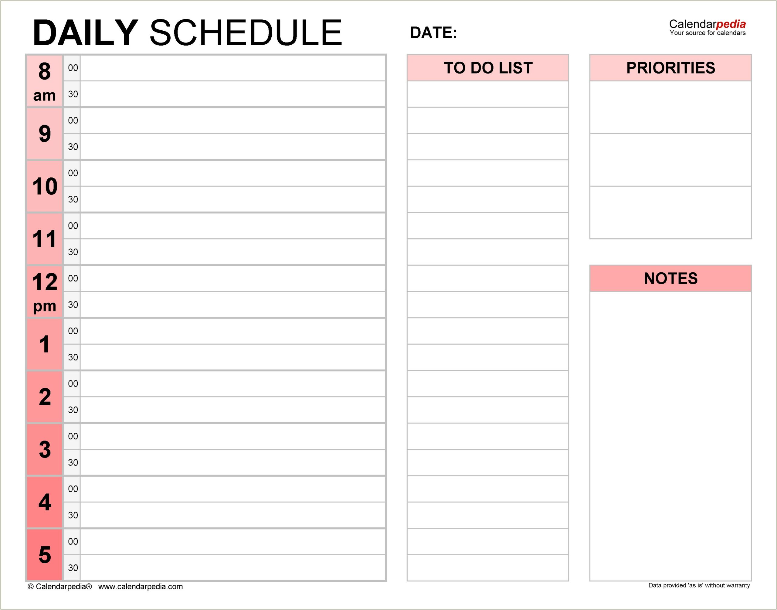 Excel Schedule Template Daily Free For 20 Employees