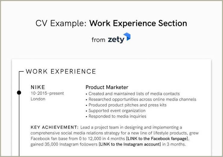 Experience Section On Resume Examples