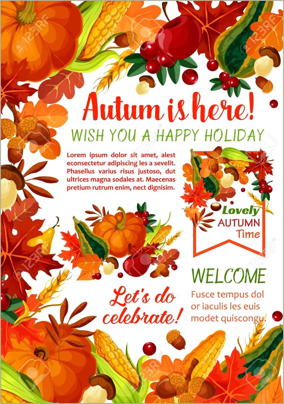 Fall Leaves And Pumpkin Flyer Template Free