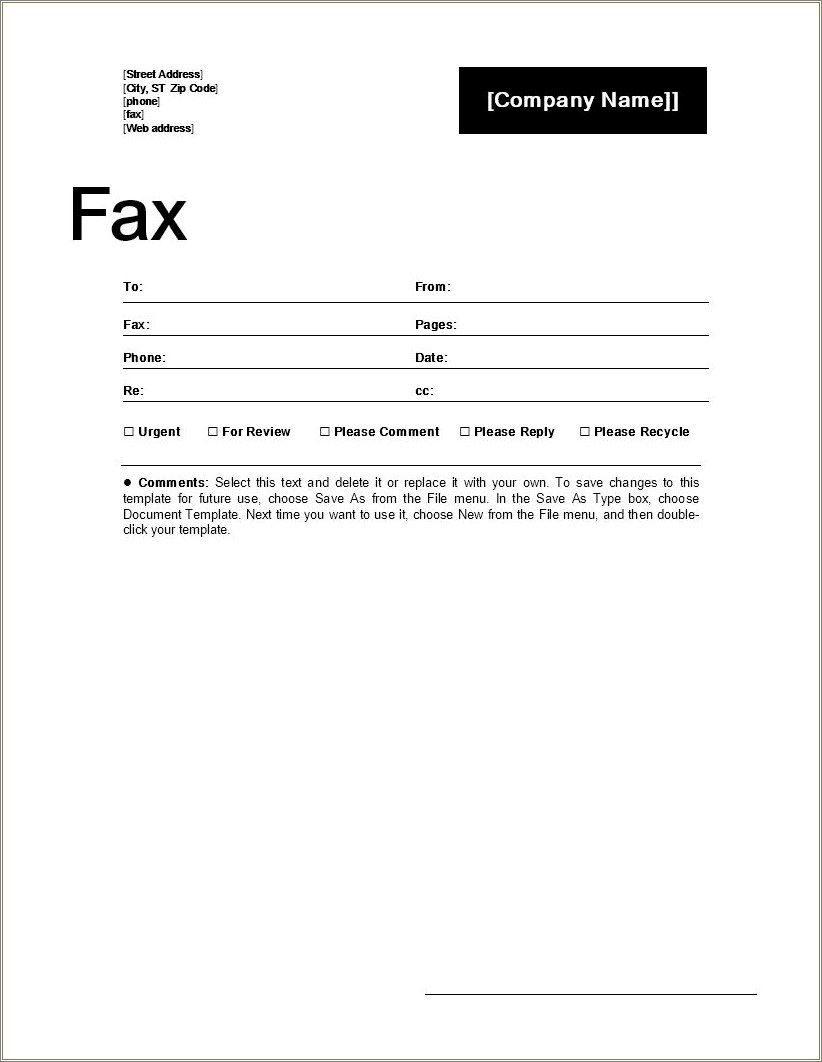 Fax Cover Sheet Template Microsoft Word Free