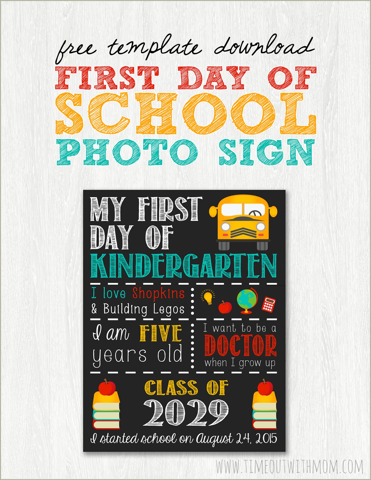 First Day Of Pre K Free Sign Templates