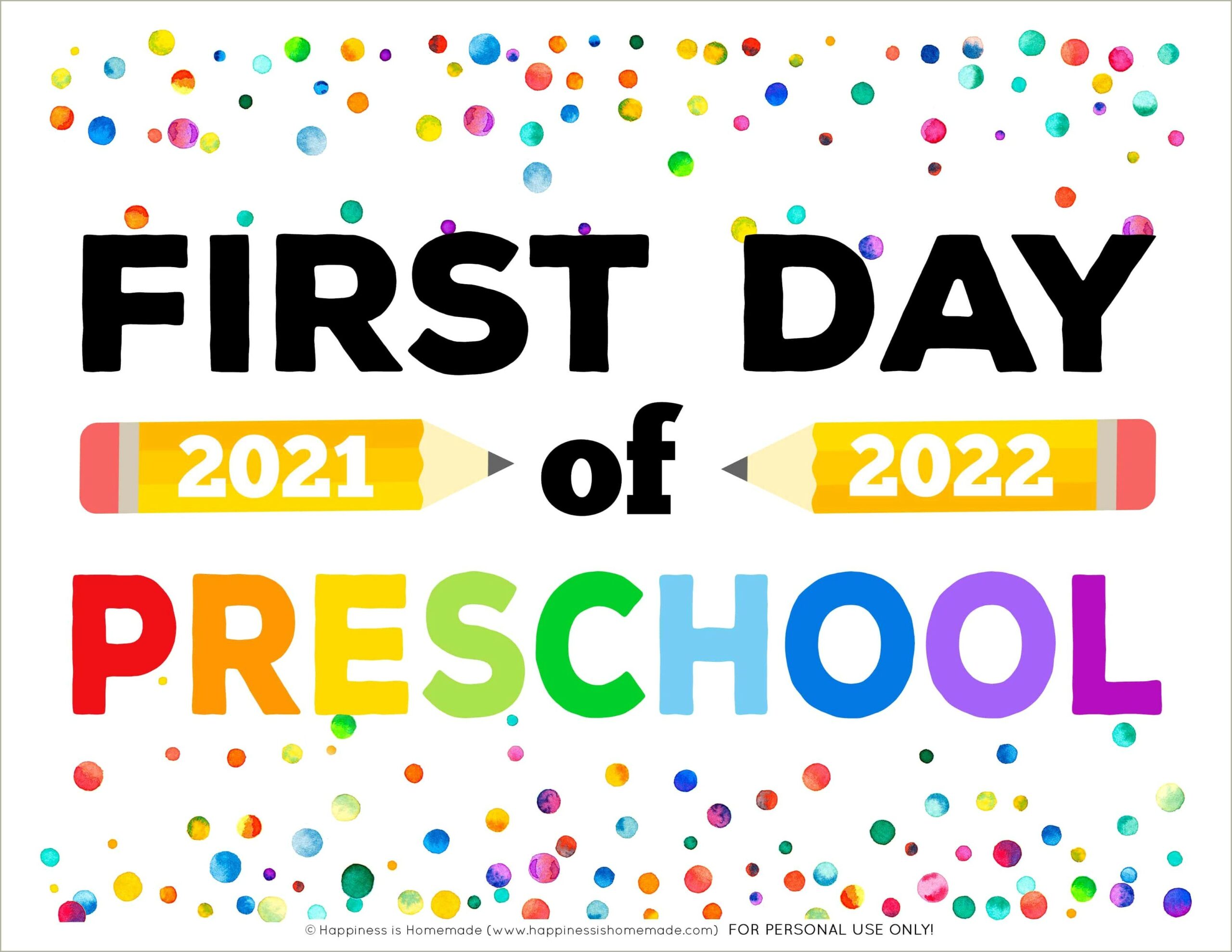 First Day Of Preschool Sign Free Template