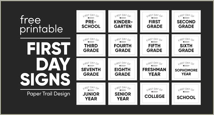 First Day Of School Sign Template Free