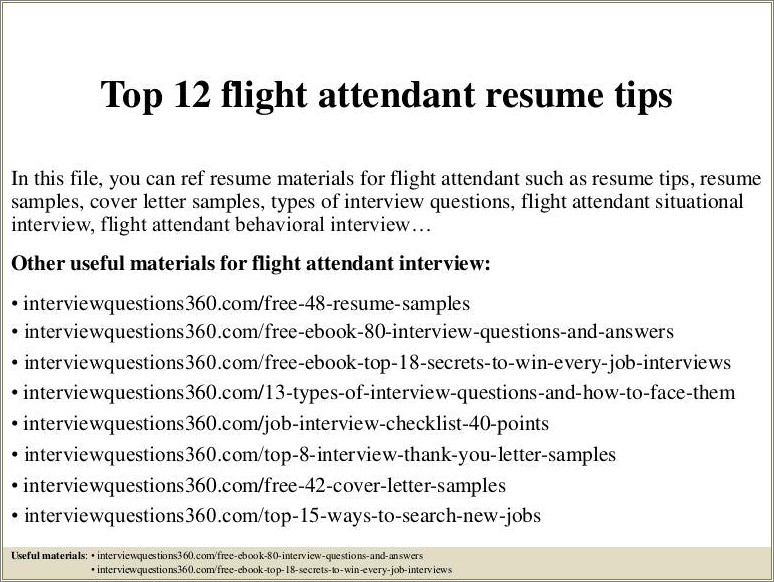 Flight Attendant Resume Sample 2019