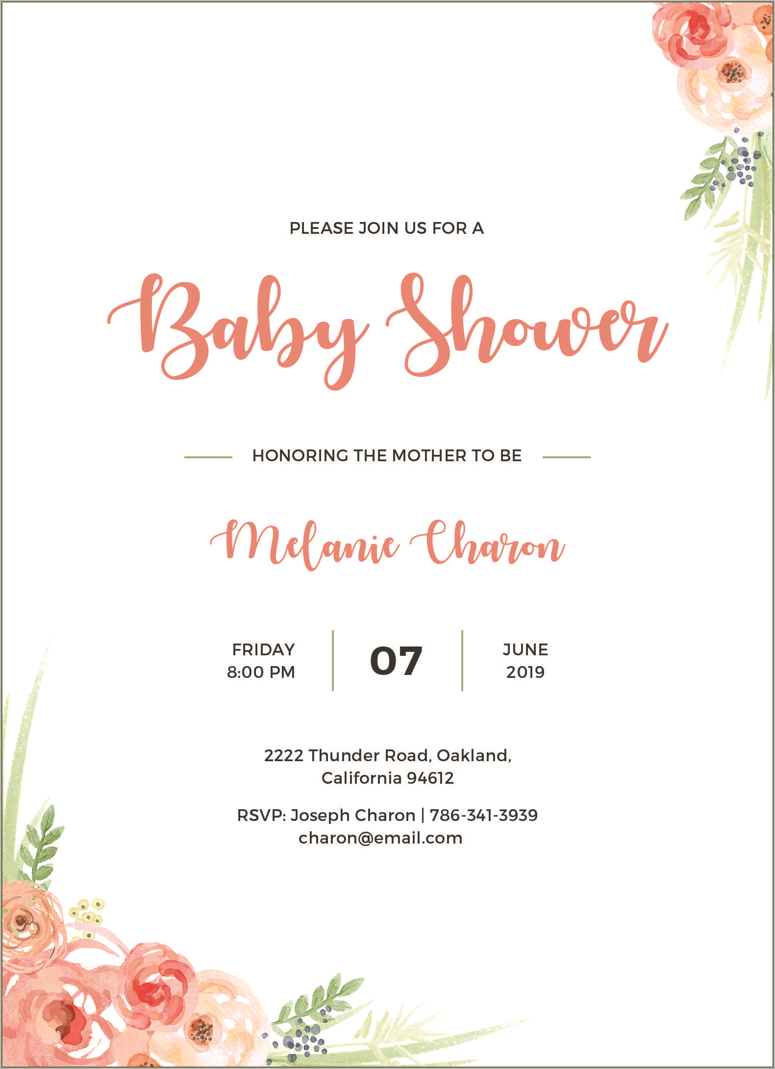 Floral Baby Shower Evite Template Free Download