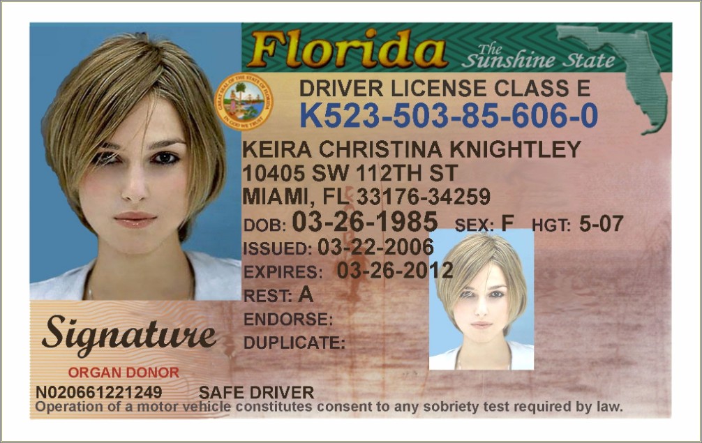 Florida Driving Licence 2015 Template Free Download