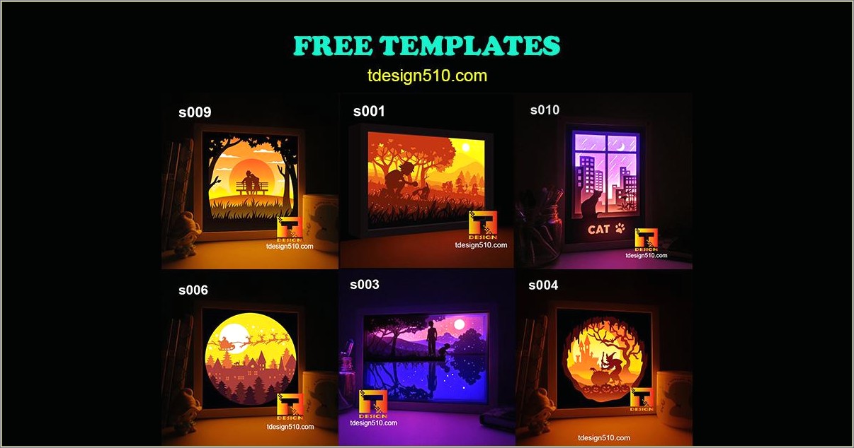 Forest Paper Cut Light Box Template Free Download