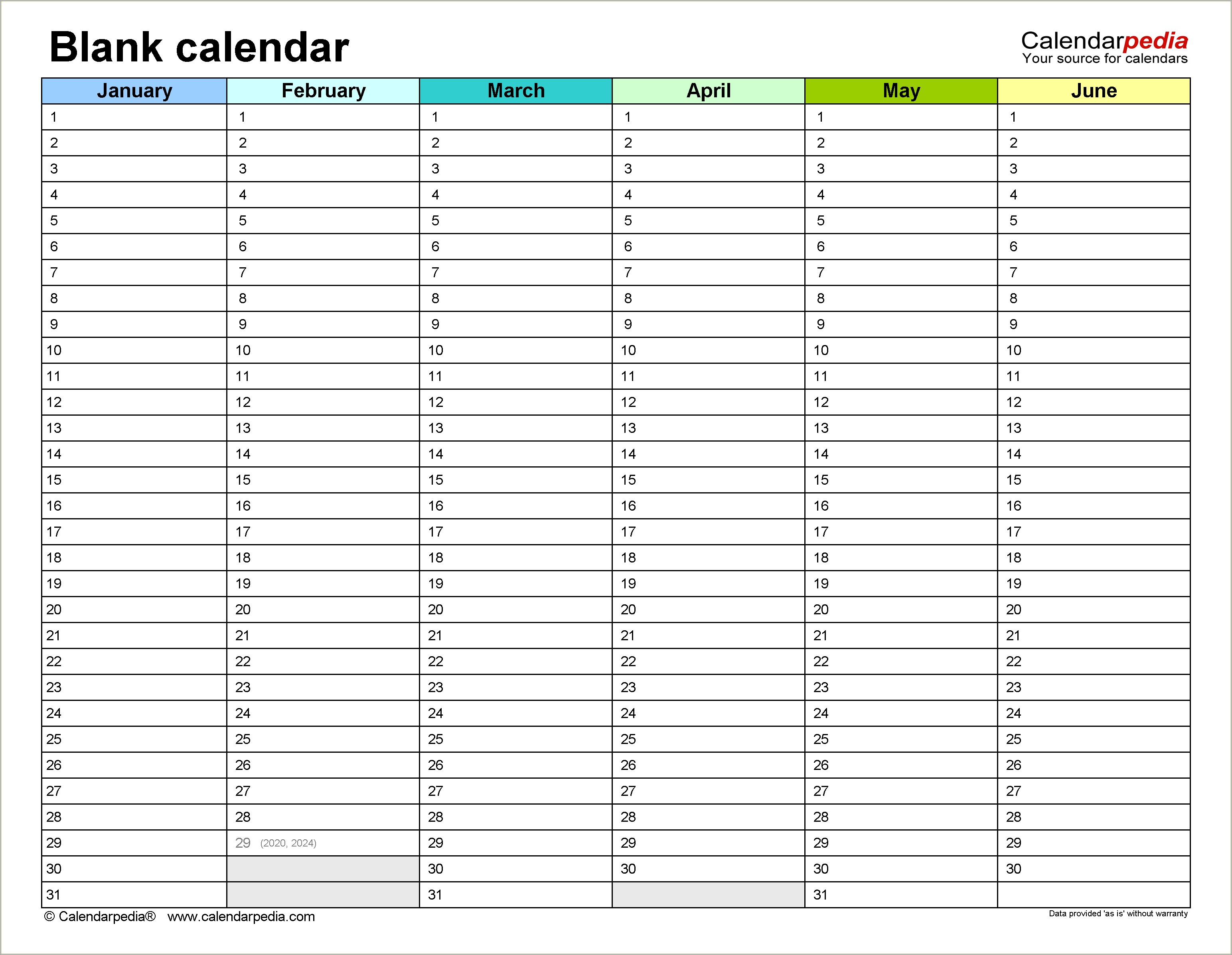 Free 2 Page Block Calendar Template 2020