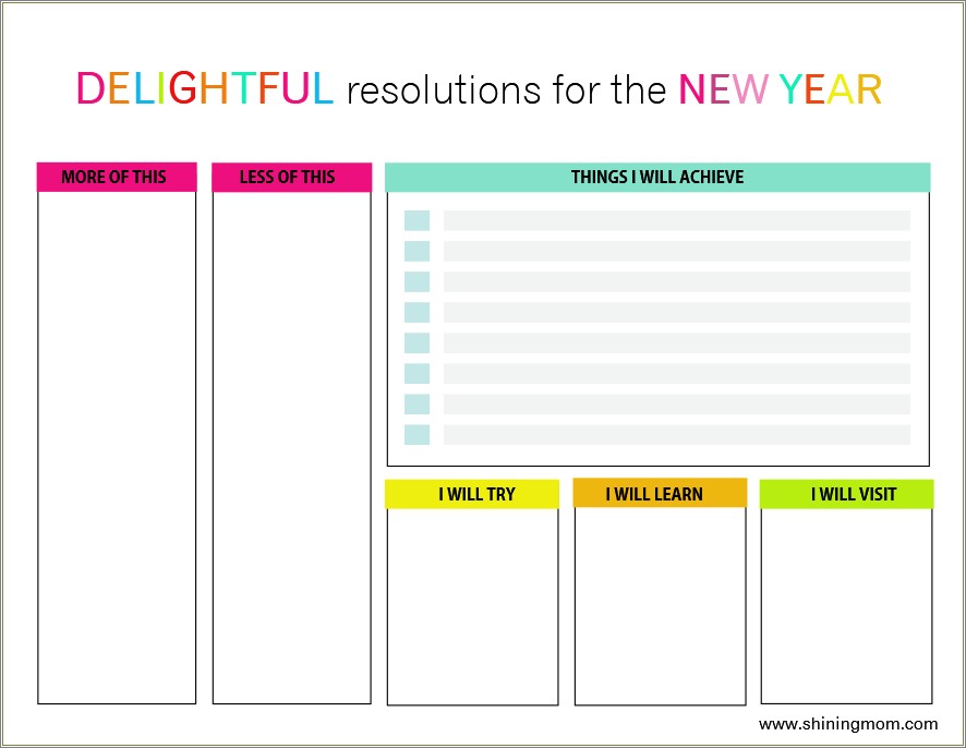 Free 2019 New Year's Resolution Template Printables