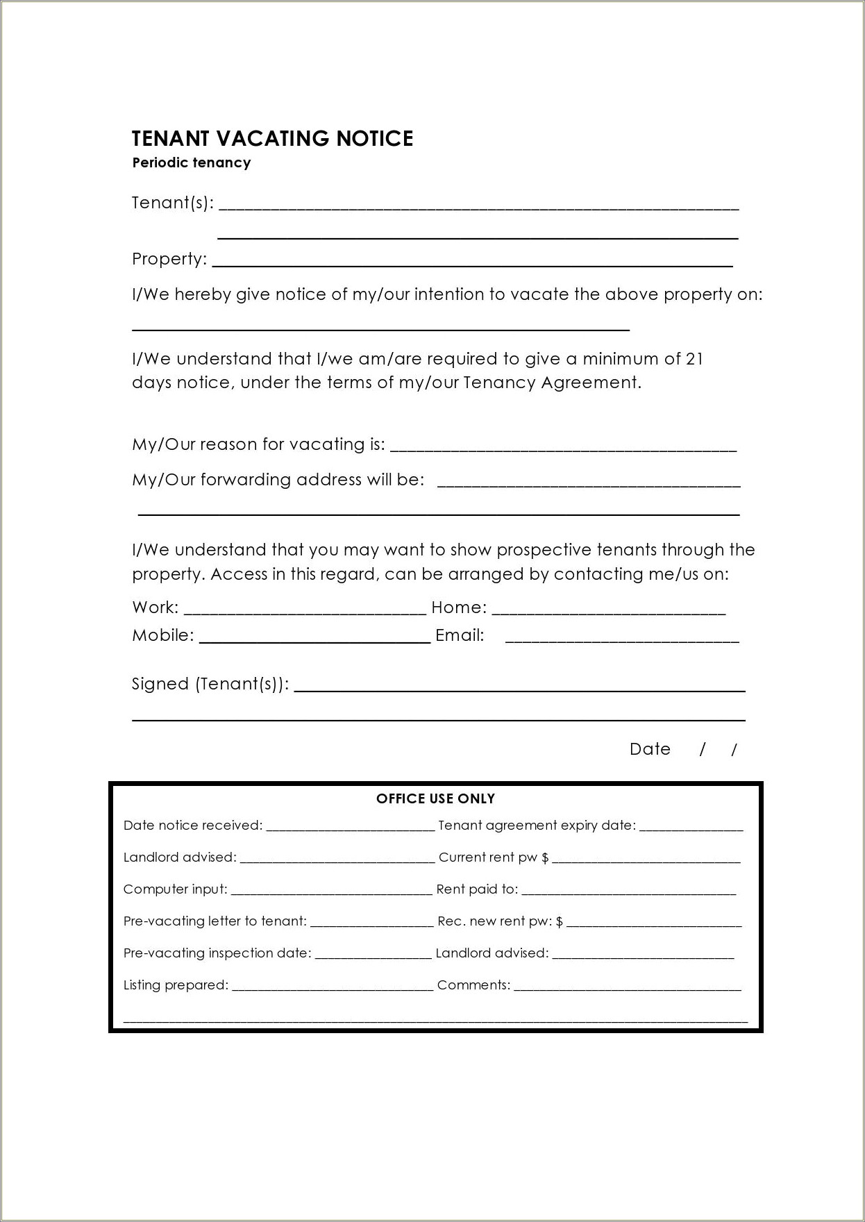 Free 30 Day Move Out Notice Template