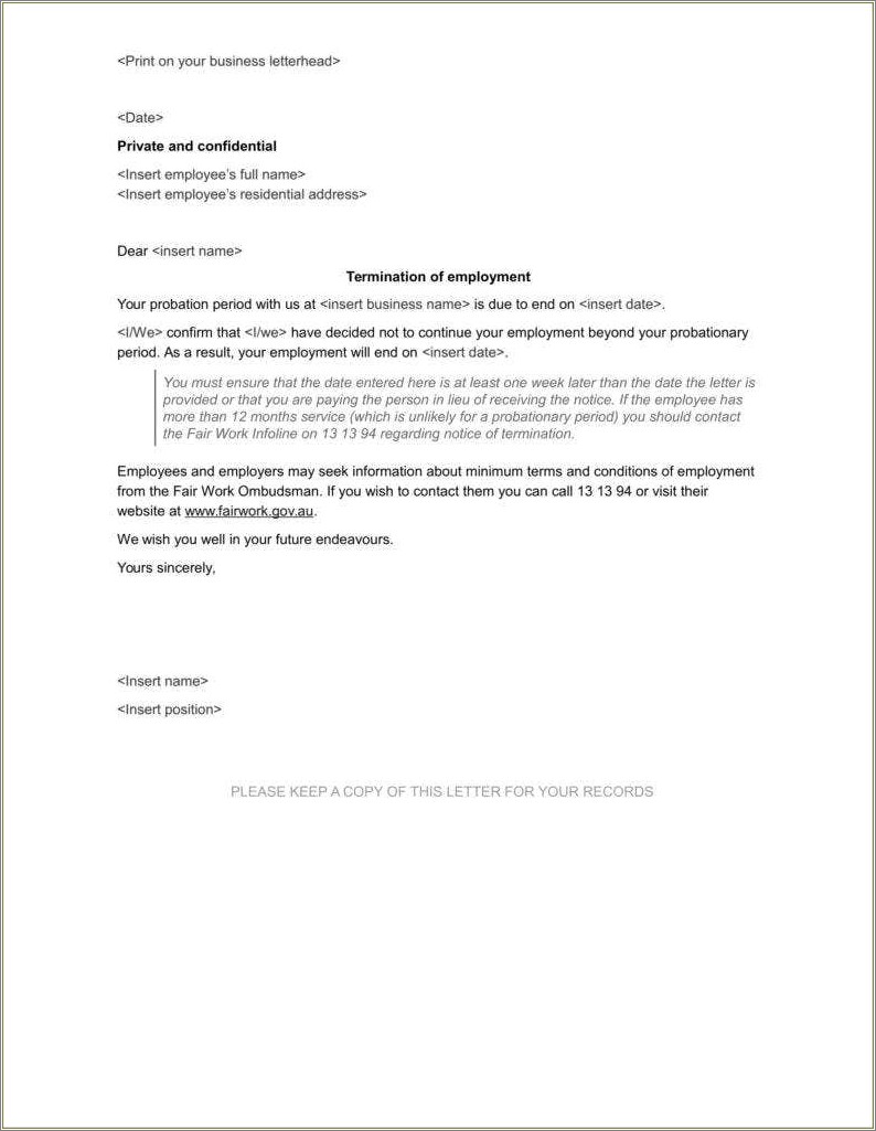 Free Abandonment Of Employment Letter Template Australia