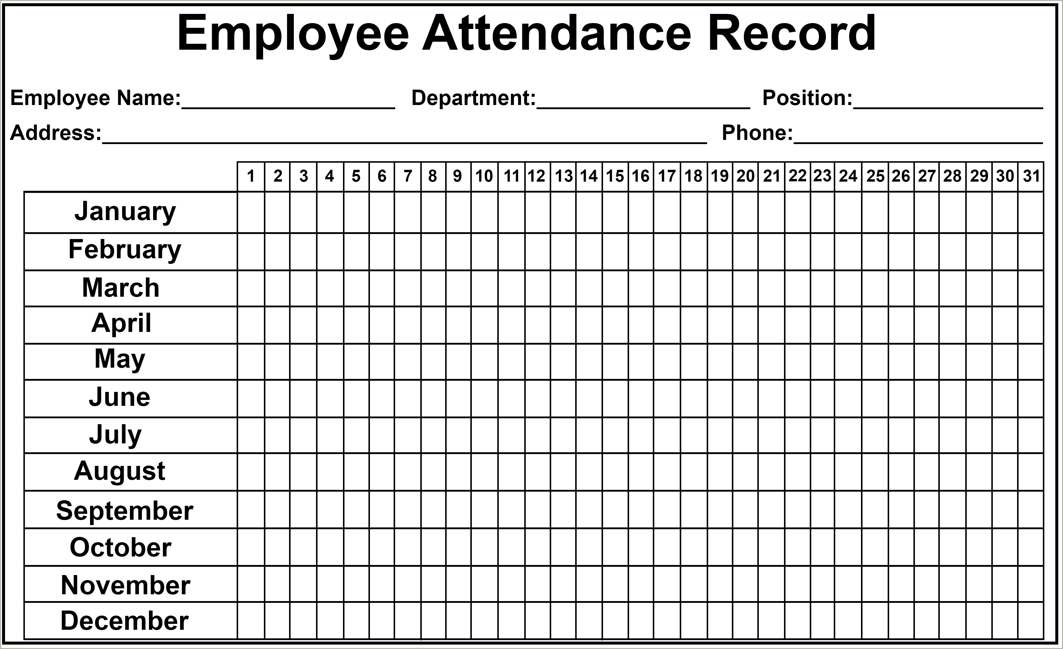 Free And Printable Template For Attendance Sheet