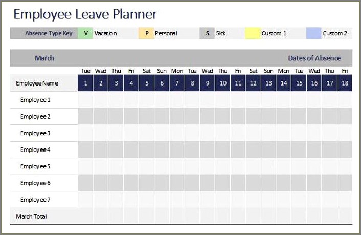 Free Annual Leave Planner Excel Template 2017