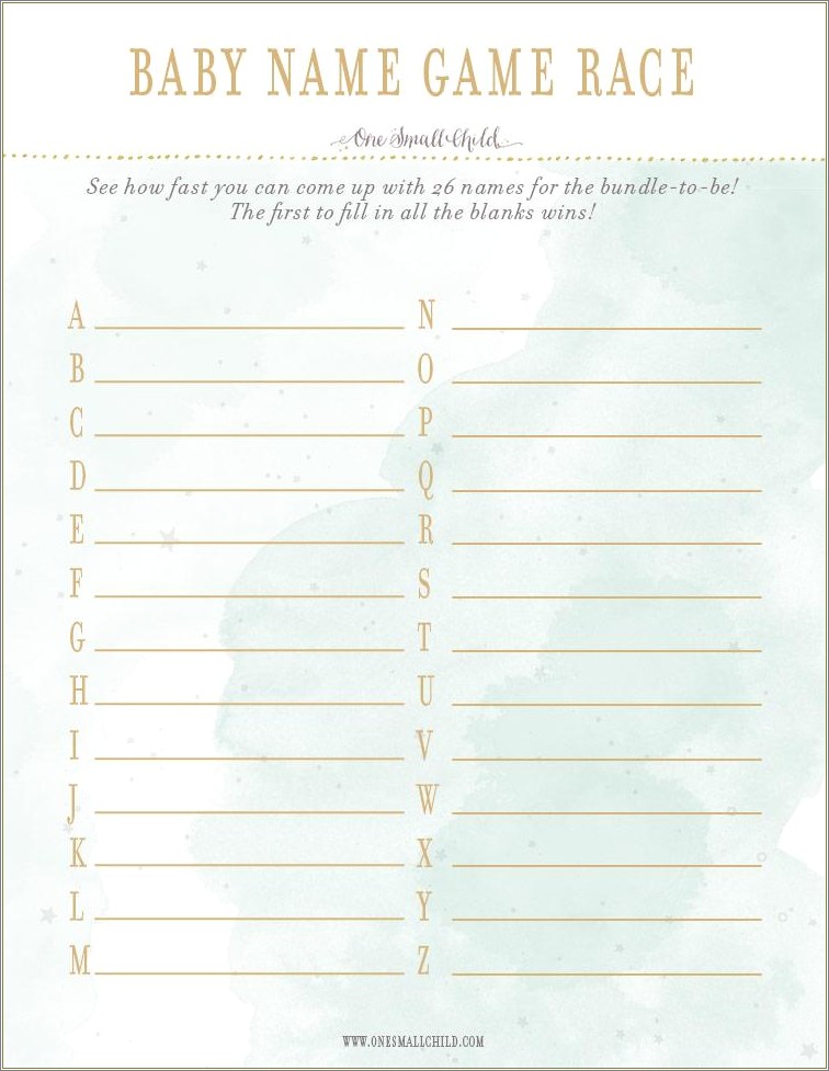 Free Baby Shower Game Templates Name Game