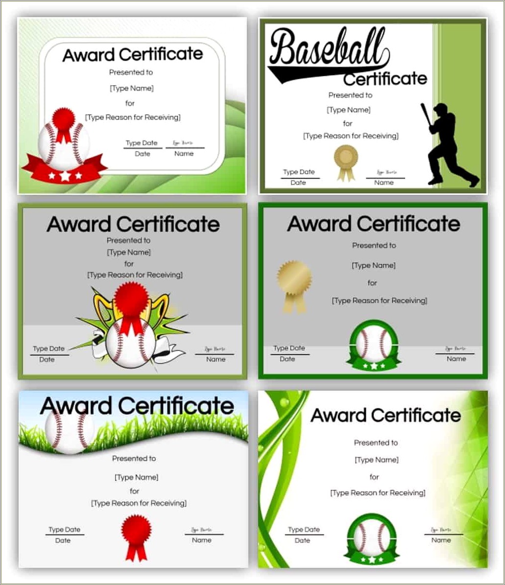 Free Baseball Award Certificate Templates For Word