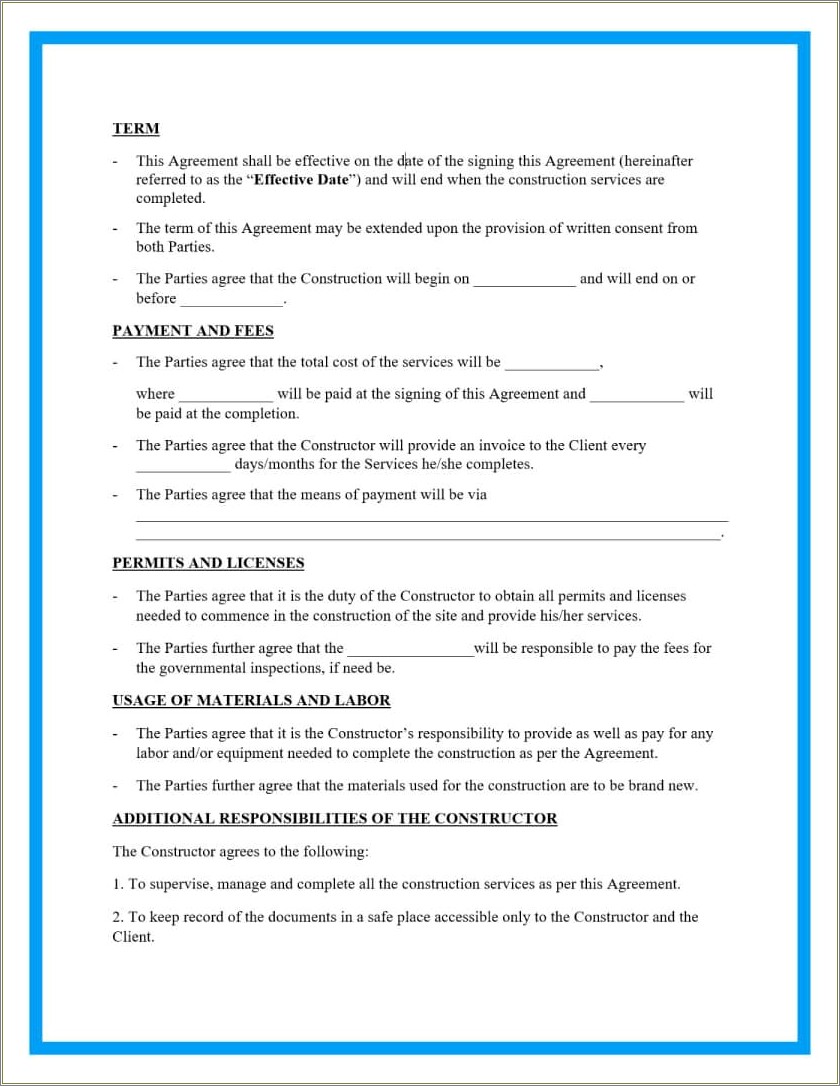 Free Basic Contract Template For Independent Cleaner