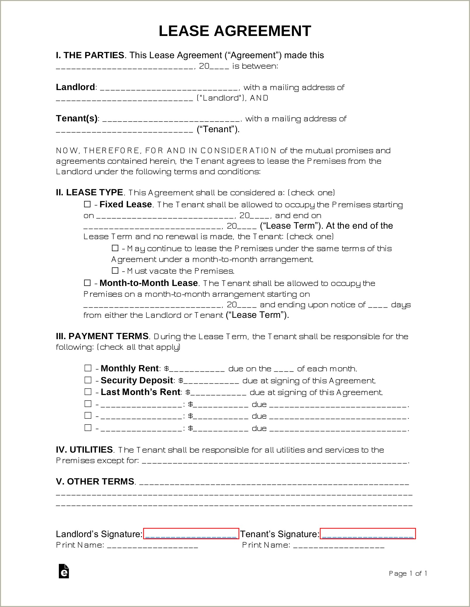 Free Basic Lease Agreement Template South Africa
