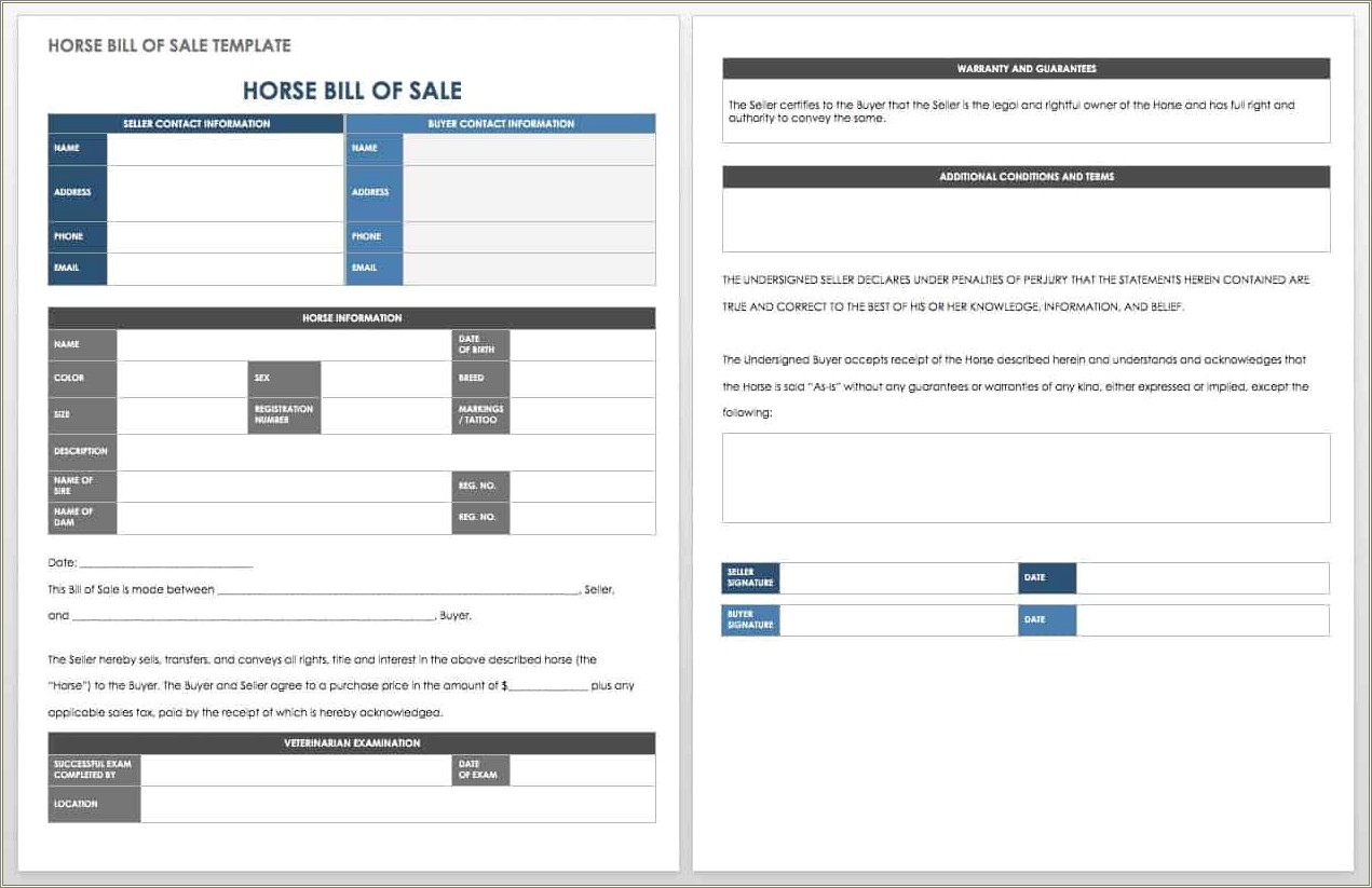 Free Bill Of Sale Template To Print