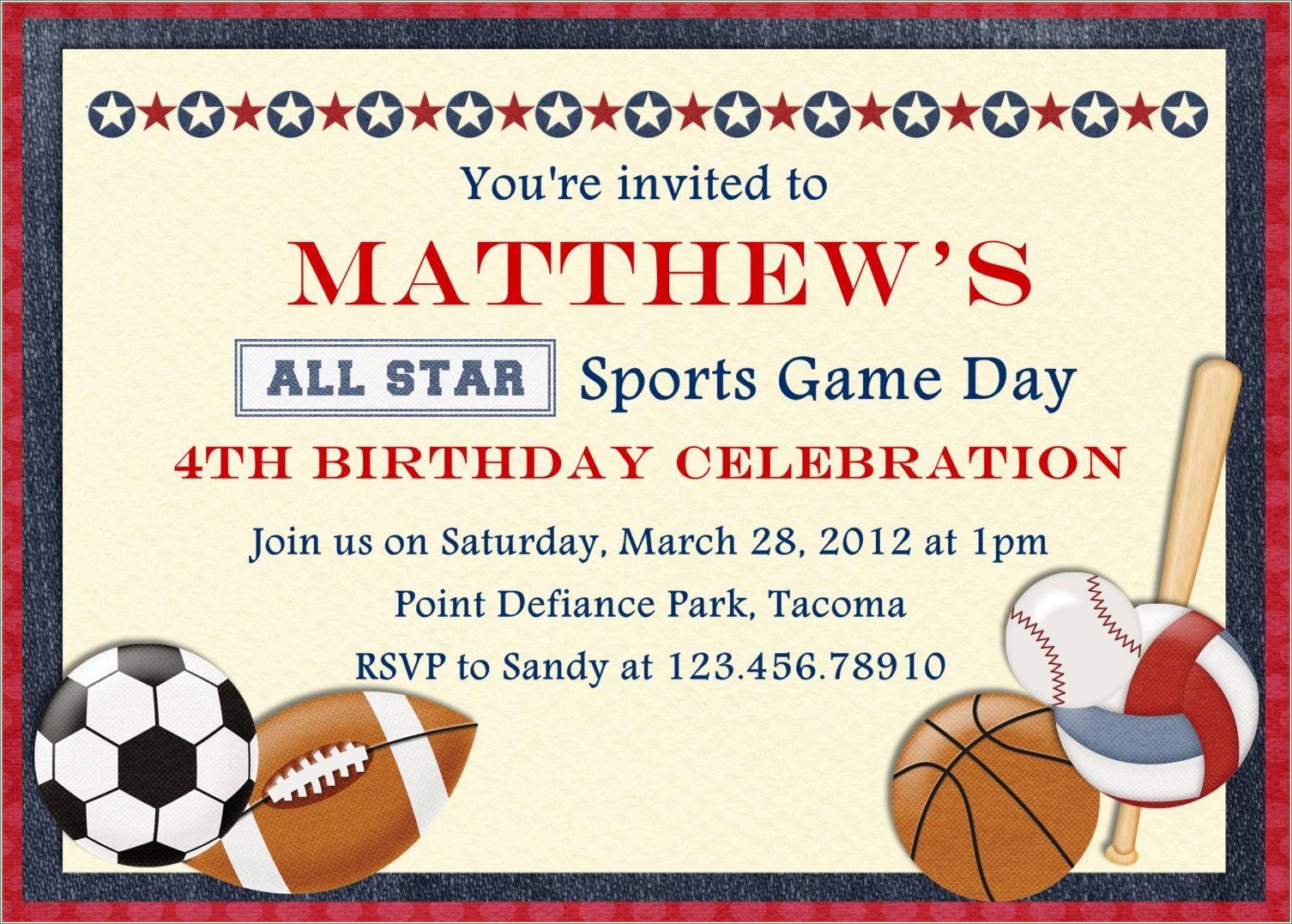 Free Birthday Invitations Sport Word Templates Multipage