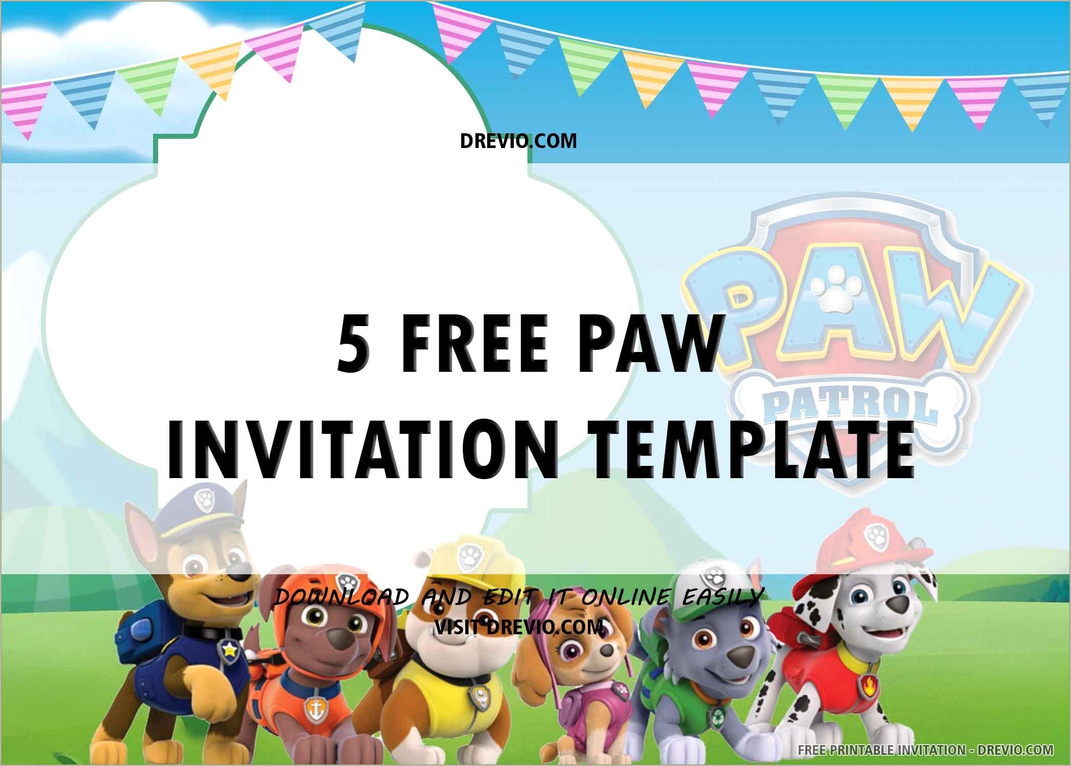 Free Birthday Party Invitation Templates Paw Patrol
