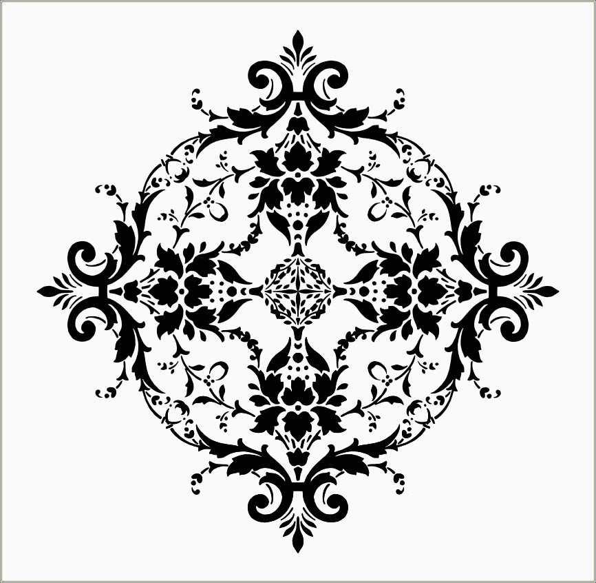 Free Black And White Damask Border Template
