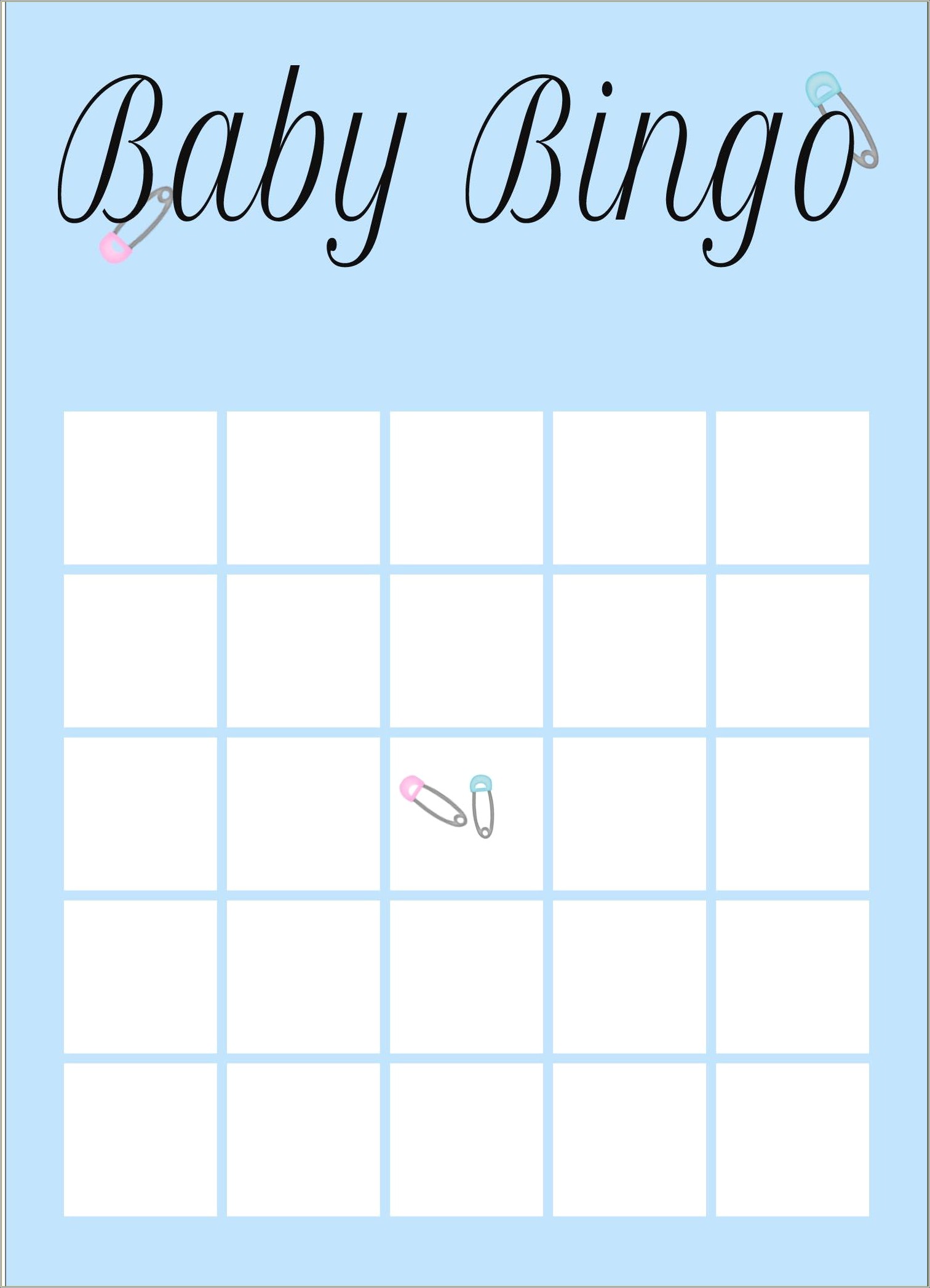 Free Blank Baby Shower Bingo Card Template