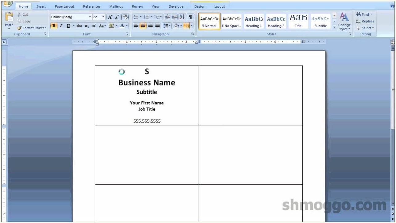 Free Blank Business Card Templates For Word 2007