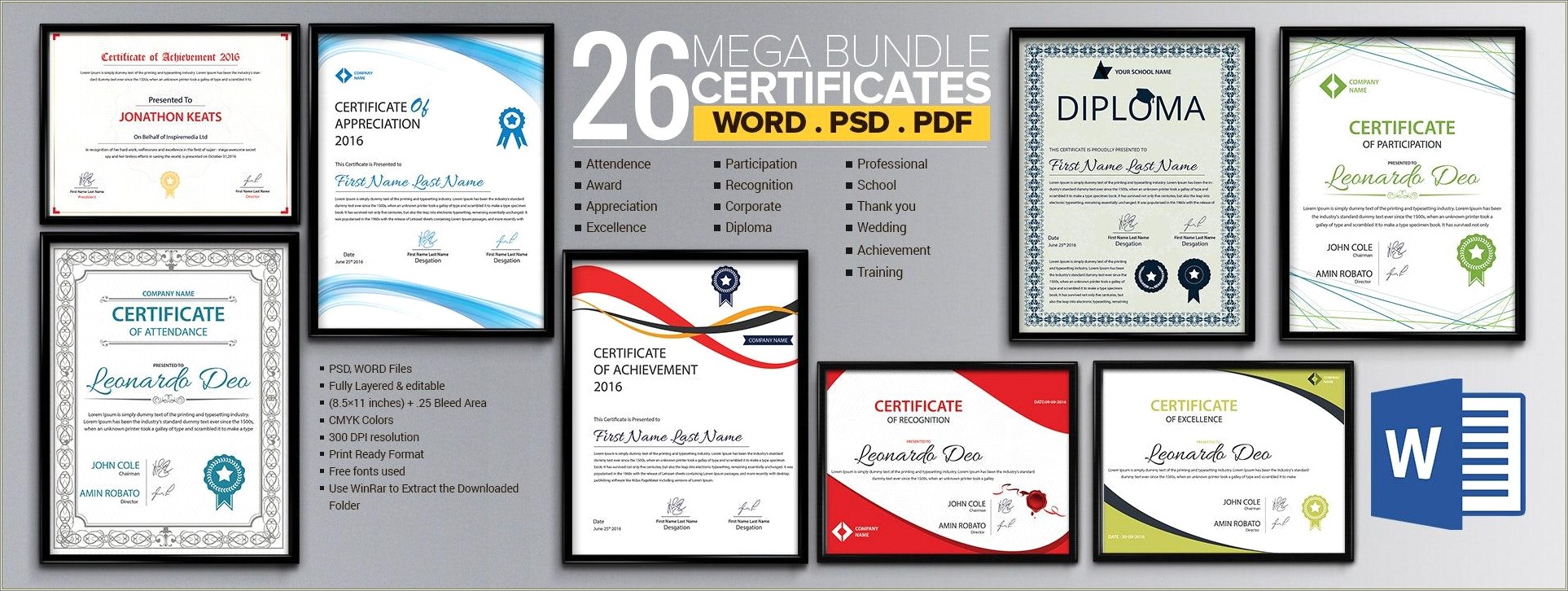 Free Blank Certificate Templates For Microsoft Word