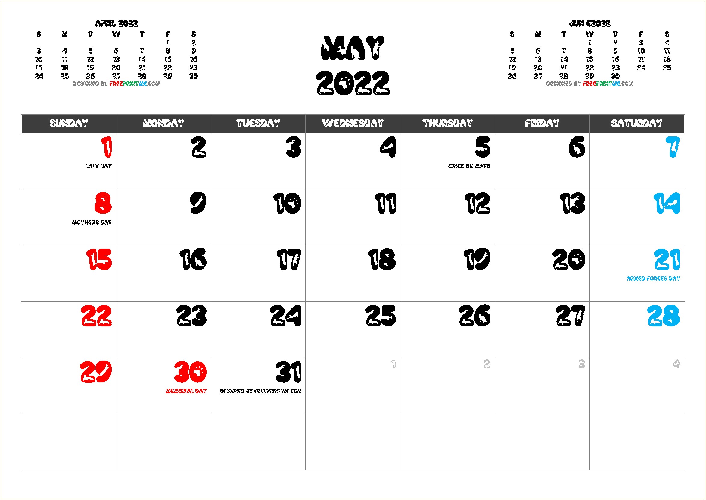 Free Blank Printable Calendar Templates With Holidays