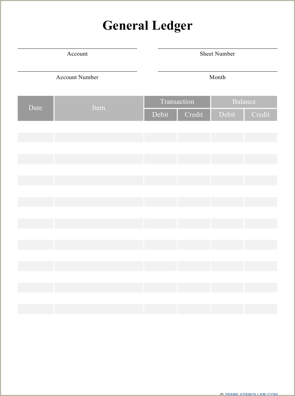 Free Blank Template For Recording Accounting Entries