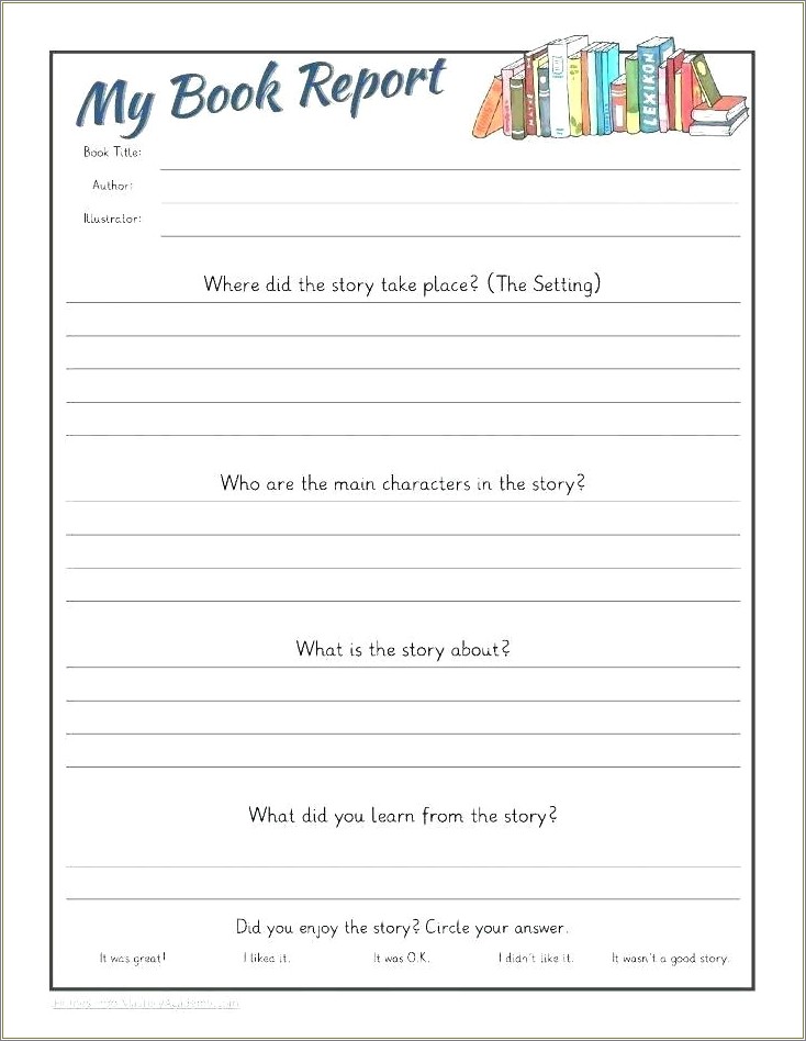 Free Book Review Template For 2nd Grade