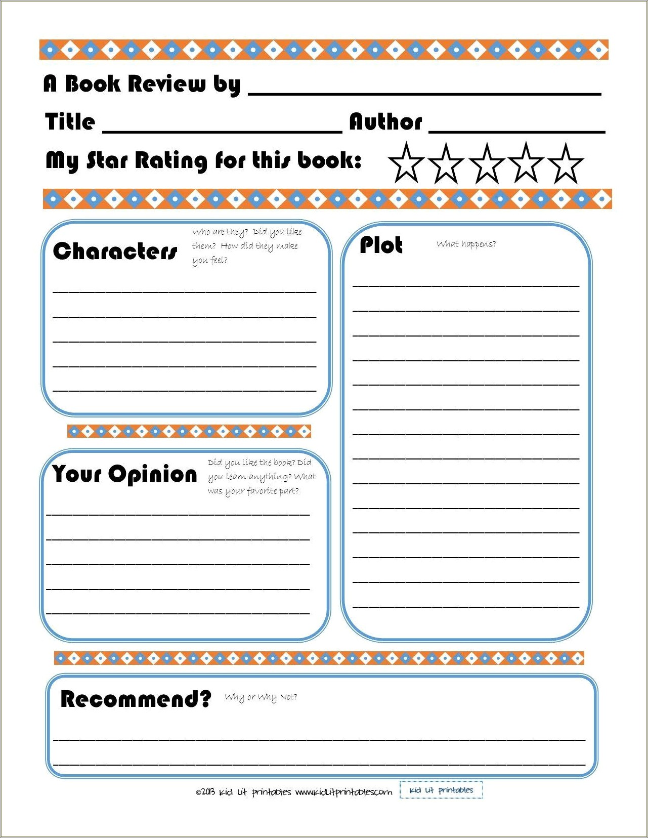 Free Book Review Template For First Grade