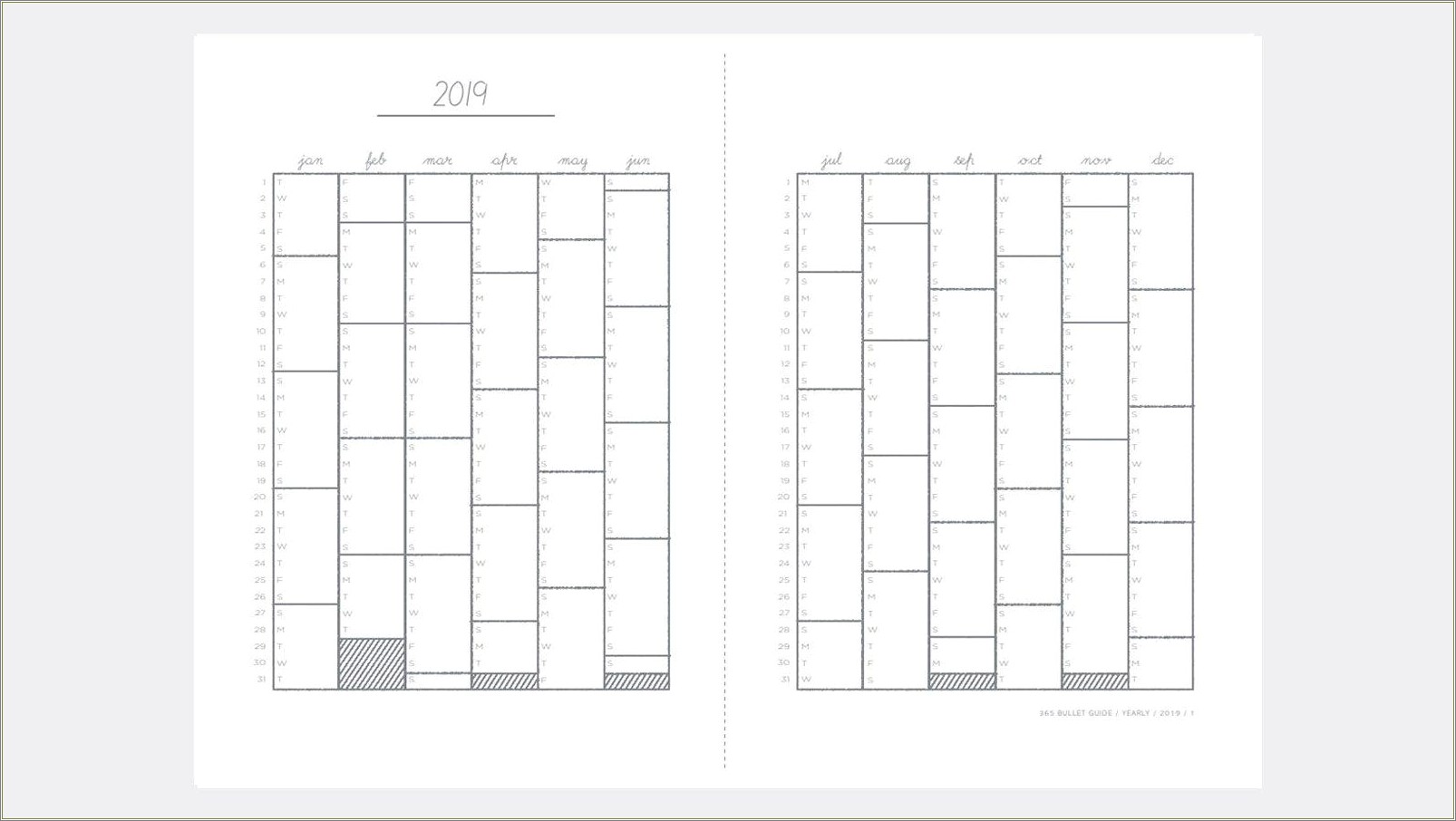 Free Bullet Journal Yearly Calendar Template 2018