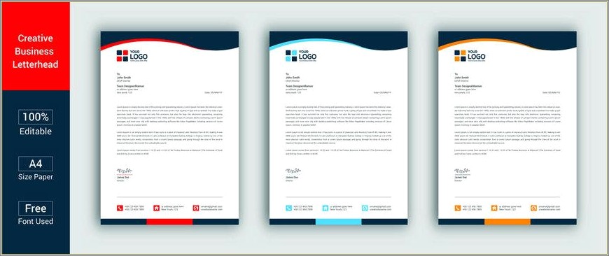 Free Business Letterhead Design Template With Green Color