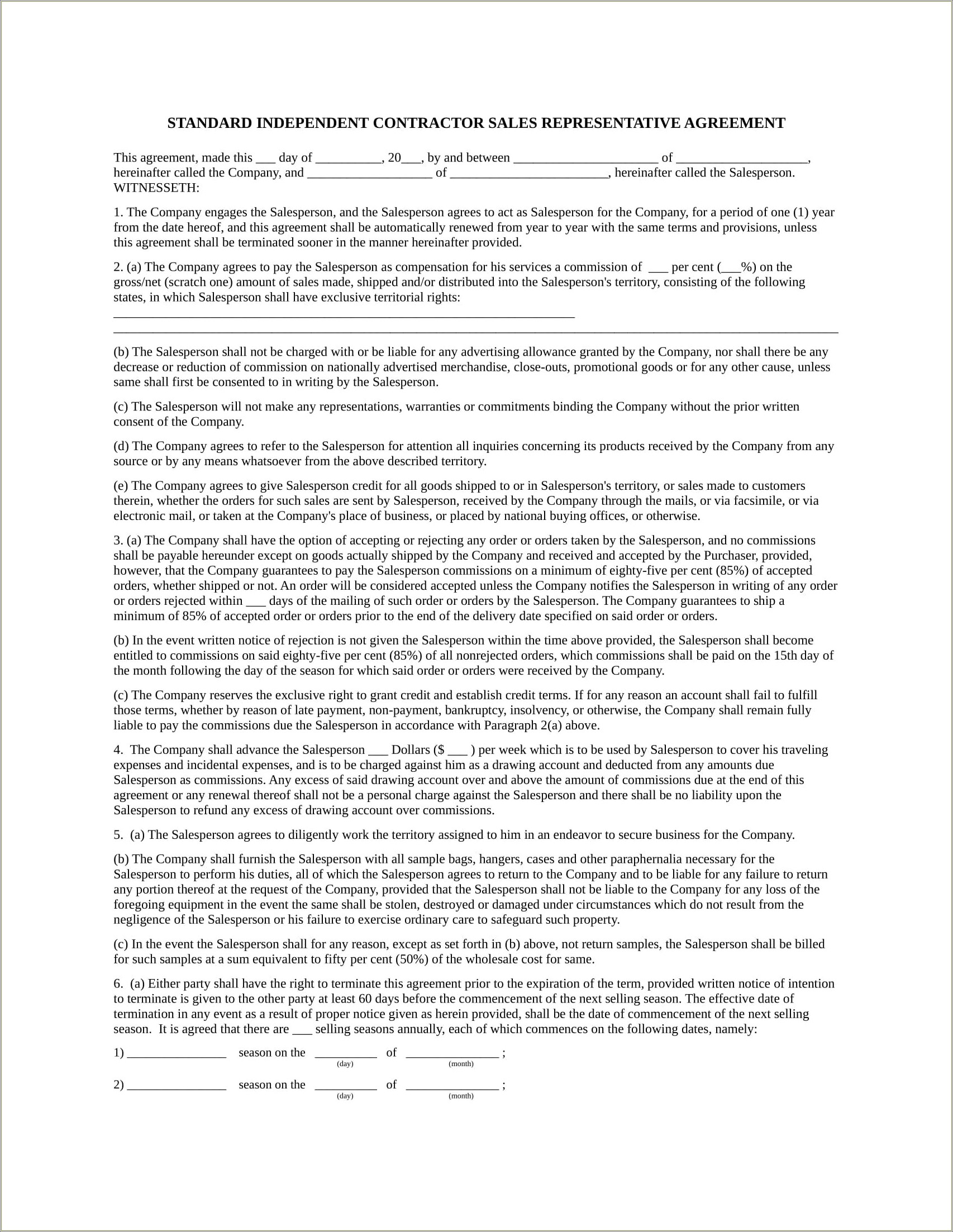 Free Business Product Sales Contract Template Word
