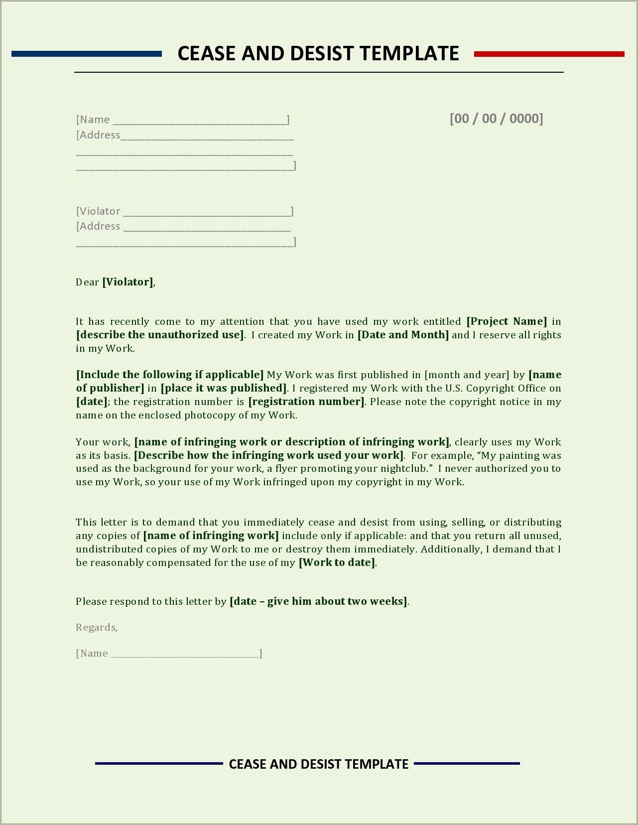 Free Cease And Desist Letter Template Canada