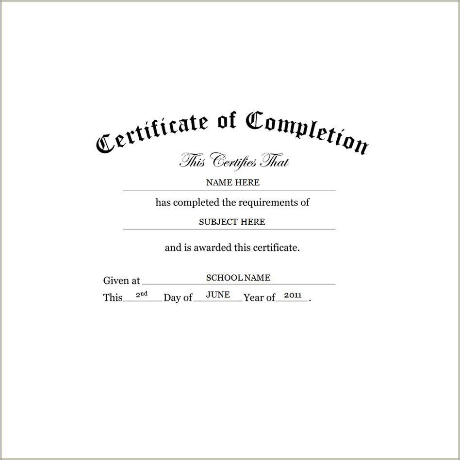 Free Certificate Of Completion Templates For Mac