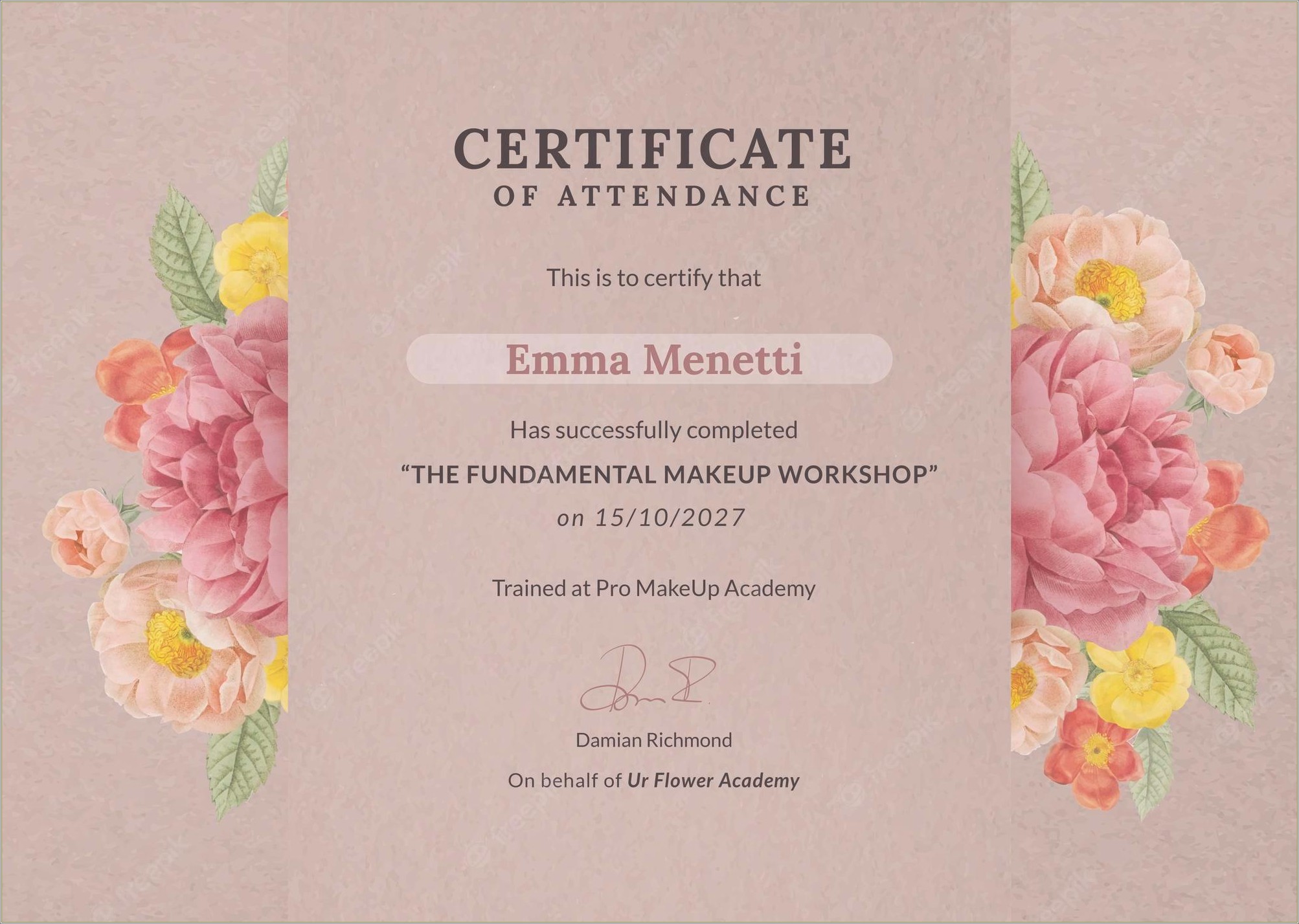 Free Certificate Of Recognition Floral Templates For Word