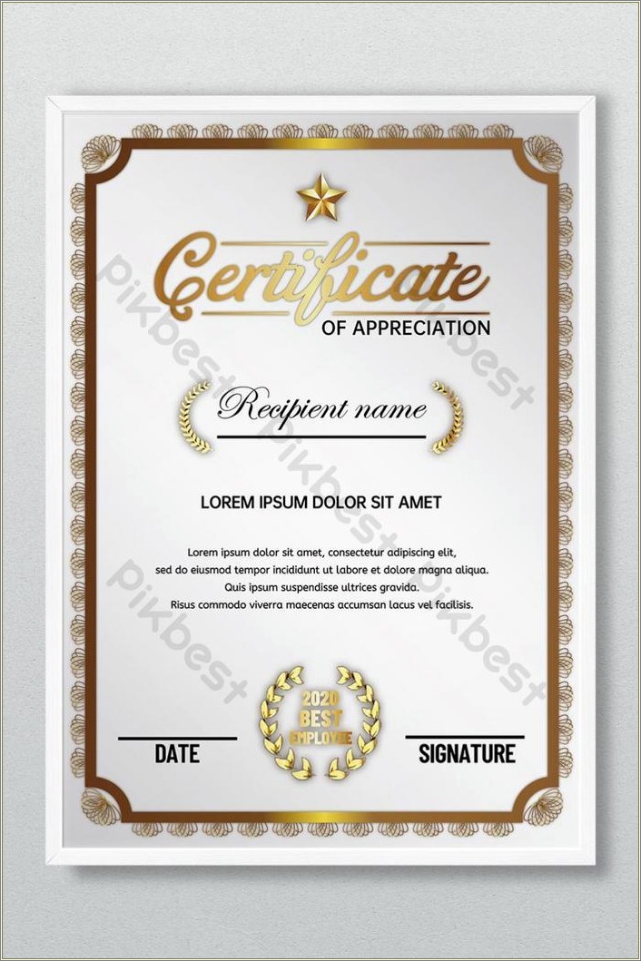 Free Certificate Templates Employee Of The Year