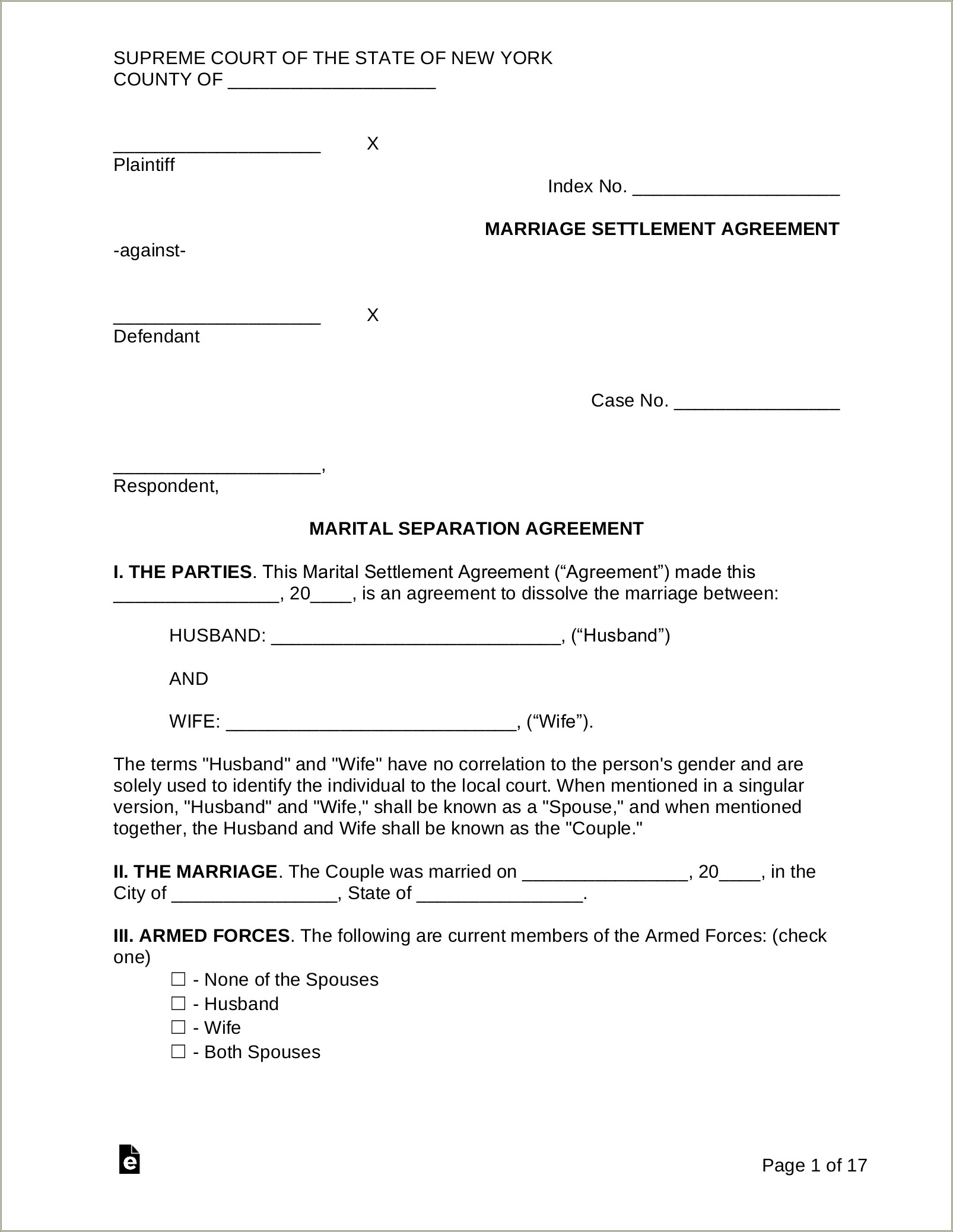 Free Child Support And Separation Agreement Template