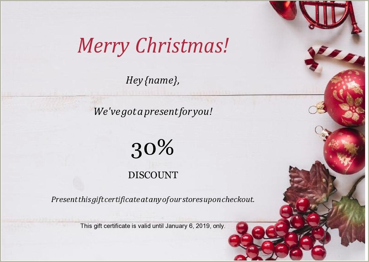 Free Christmas Gift Certificate Template For Word