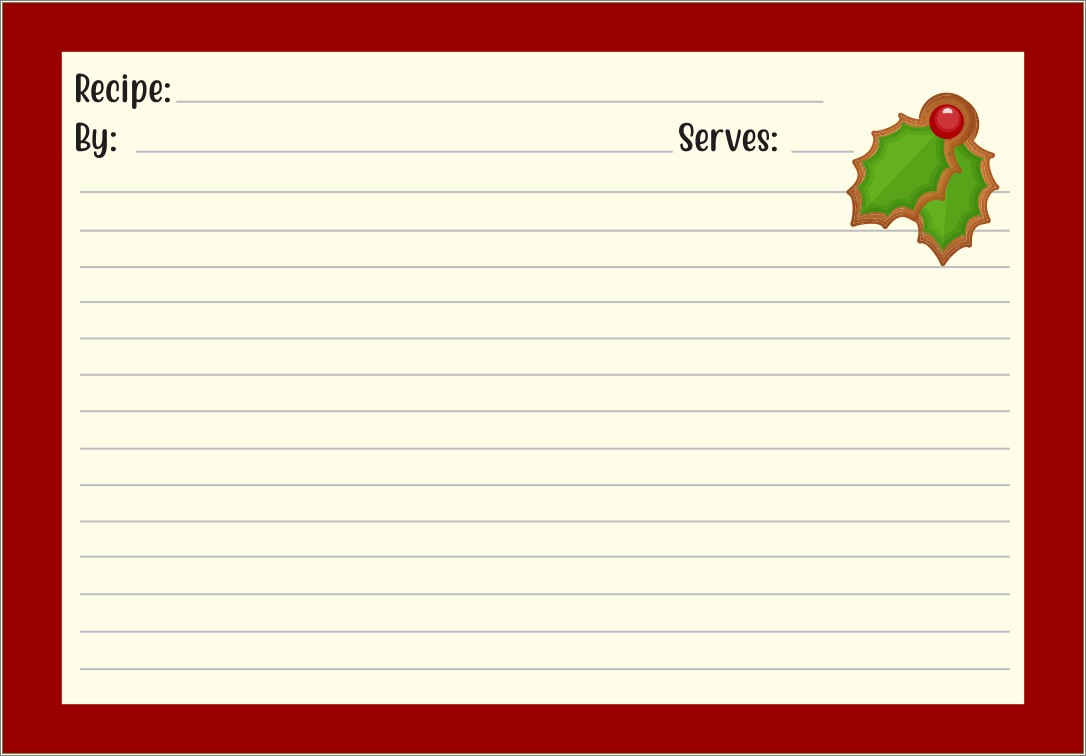 Free Christmas Recipe Card Templates To Type On