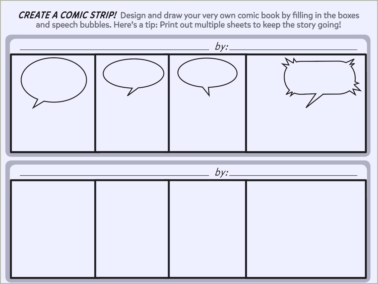 Free Comic Strip Templates With Speech Bubbles