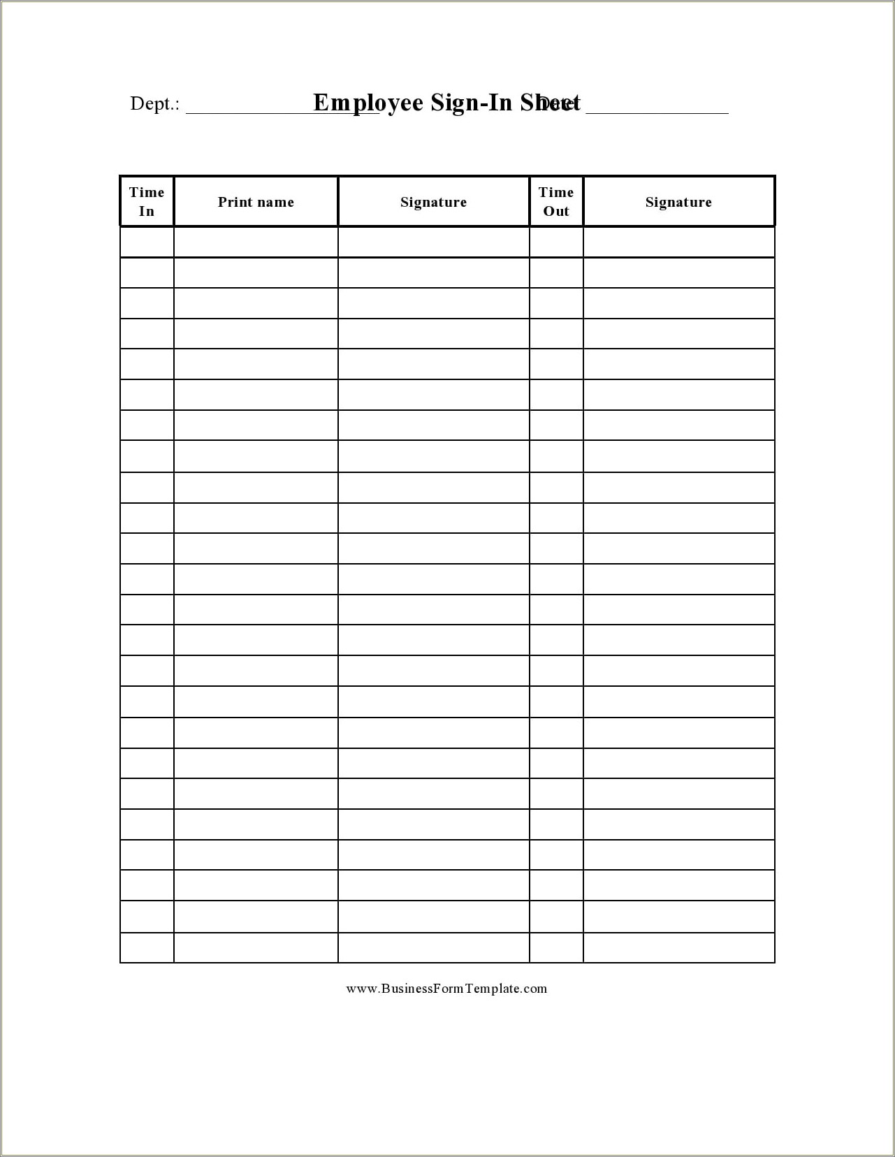 Free Company Equipment Sign Out Sheet Template